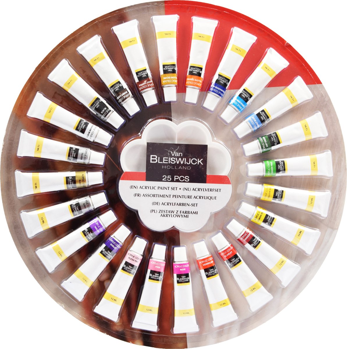 Acrylverf Set Van 25 stuks - 25 Delig - 12 ML | Acrylic Paint Set- Met tubes van 12 ml - 24 verschillende kleuren